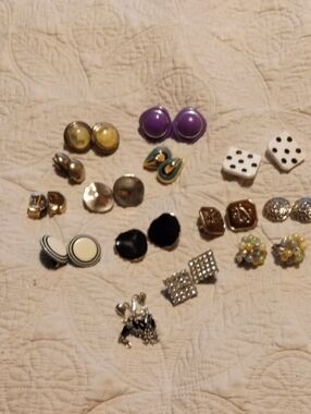 Assorted Women's Stud Earrings - Purple, Yellow, Black, White, Gold, Silver